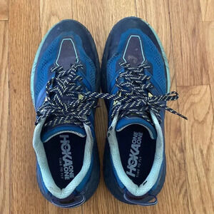 HOKA One One time to fly sz 9 blue cushion sole comfortable minor wear shown